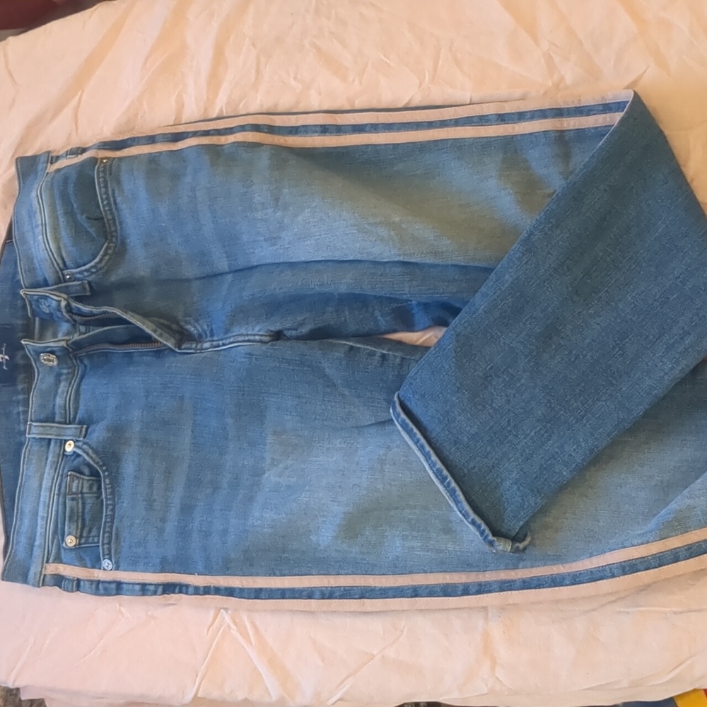 Women's 7 for All Mankind jeans, pink tuxedo stripe, sz 29